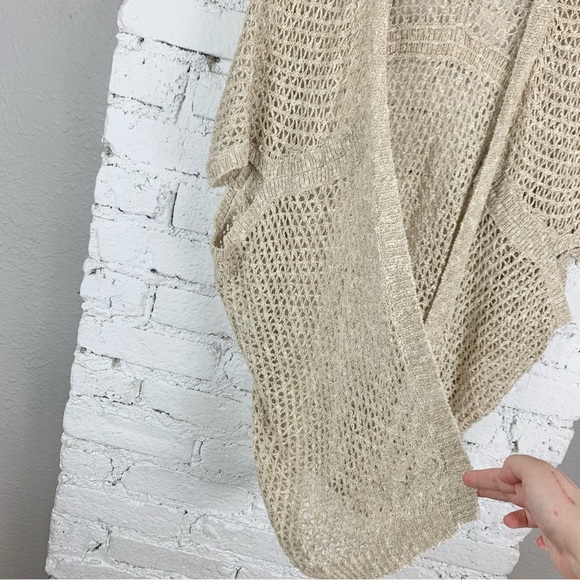 Eileen Fisher Malibu Linen Cotton Crochet Short Sleeve Shawl Cardigan Medium - Picture 3 of 9